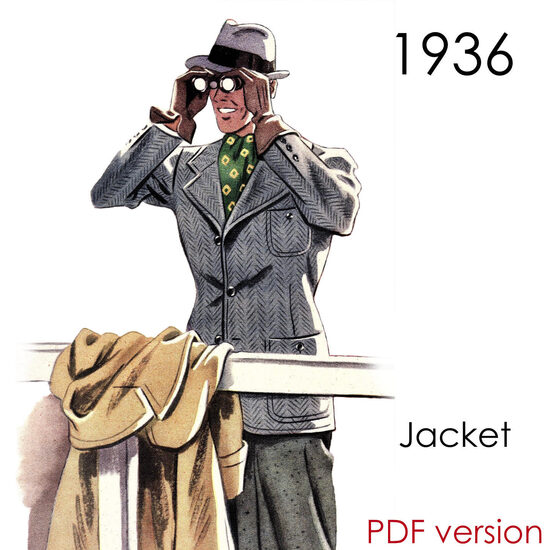 1930s Mens Sports coat. Chest 104 cm (41"). PDF pattern